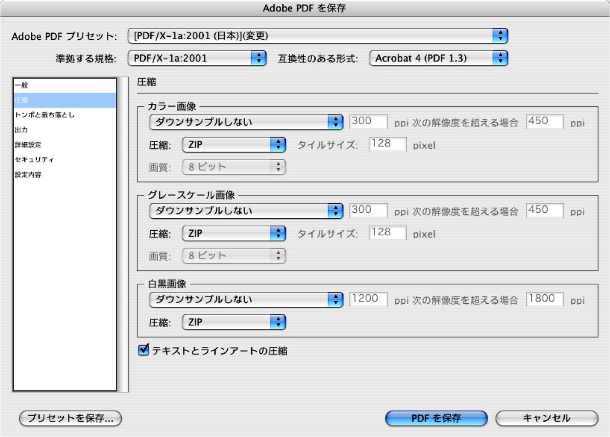 Illustrator CS2・CS3のPDF作成注意点の圧縮設定