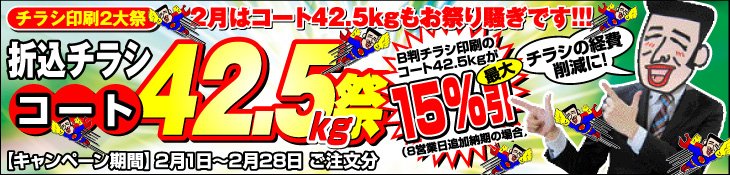 11月キャンペーン 11月はコート42.5kgがお祭り騒ぎです！ 折込チラシ コート42.5kg祭