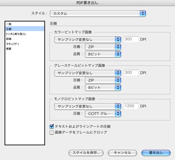 InDesign ver.2.0.2のPDF作成注意点の圧縮設定