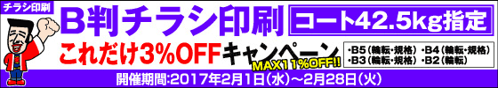 B判チラシ印刷　これだけ3%OFFキャンペーン