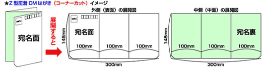 Z型圧着DMはがき（コーナーカット）
