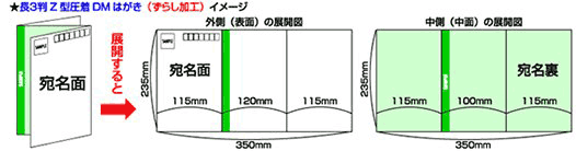 長3判Ｚ型圧着DMはがき（ずらし加工）